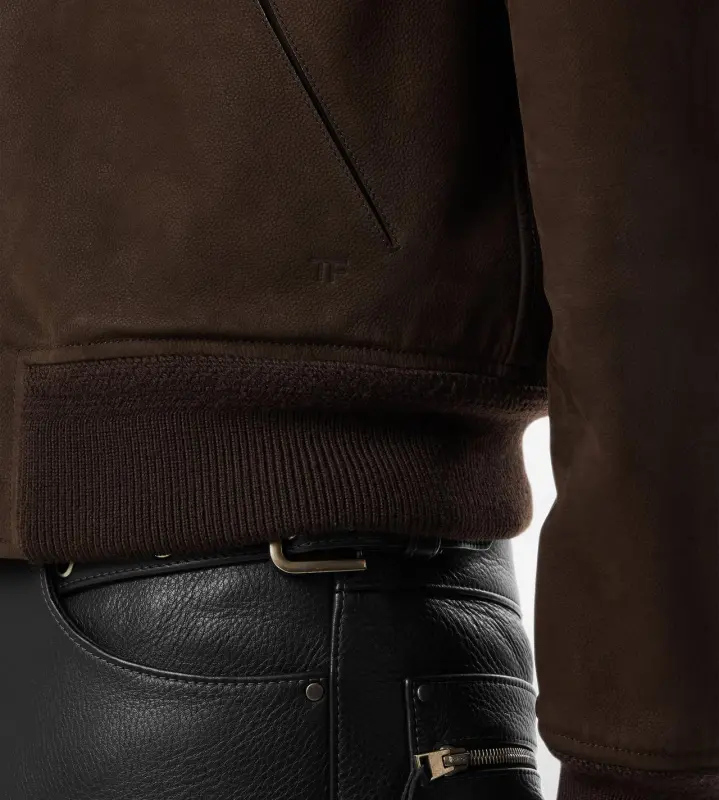 NUBUCK SHEARLING FLIGHT BOMBER COMBO BROWN online